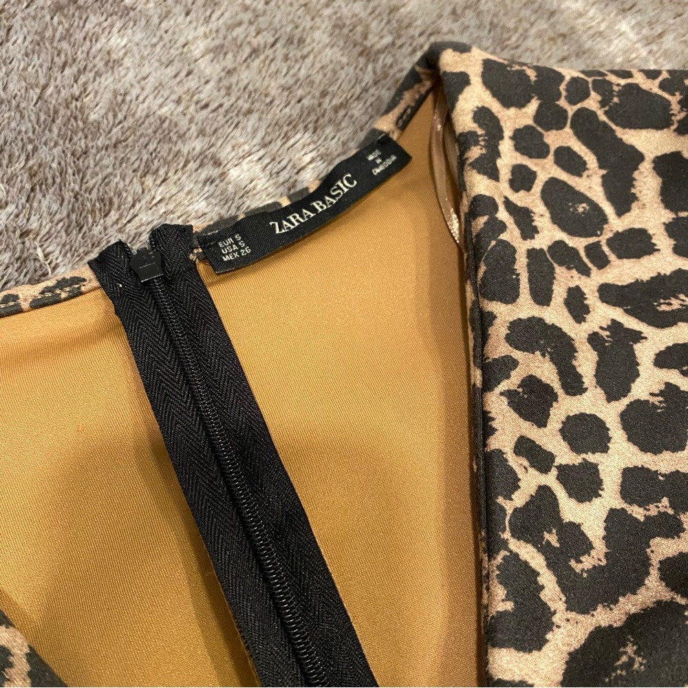 ZARA Ruched Leopard Print Bodycon Dress - Picture 9 of 14